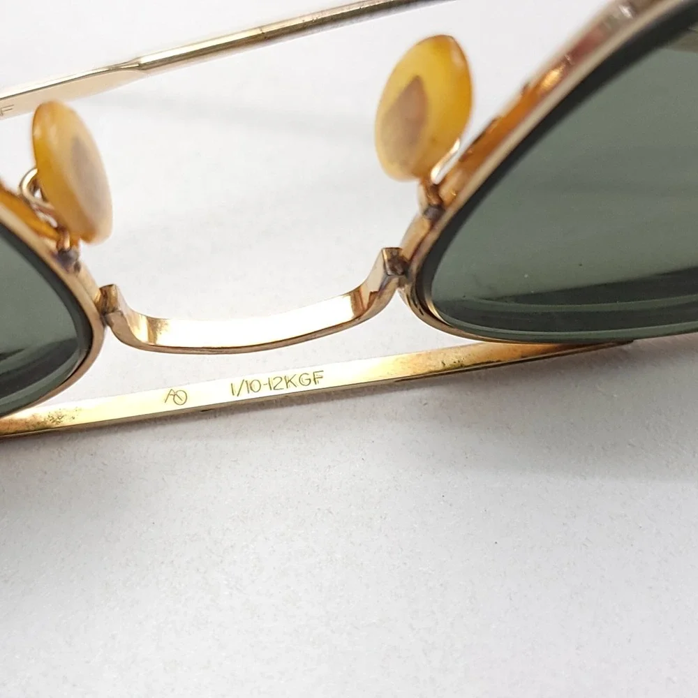 Vtg AO American Optical 12K GF 1/10 Gold‎ Aviator Sunglasses FRAMES 63mm Cable